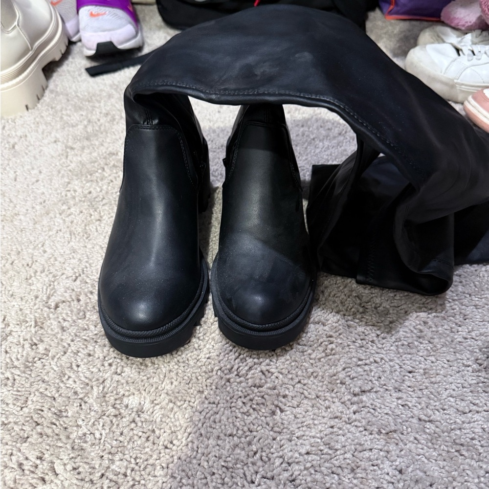 Black Leather Ankle Boots